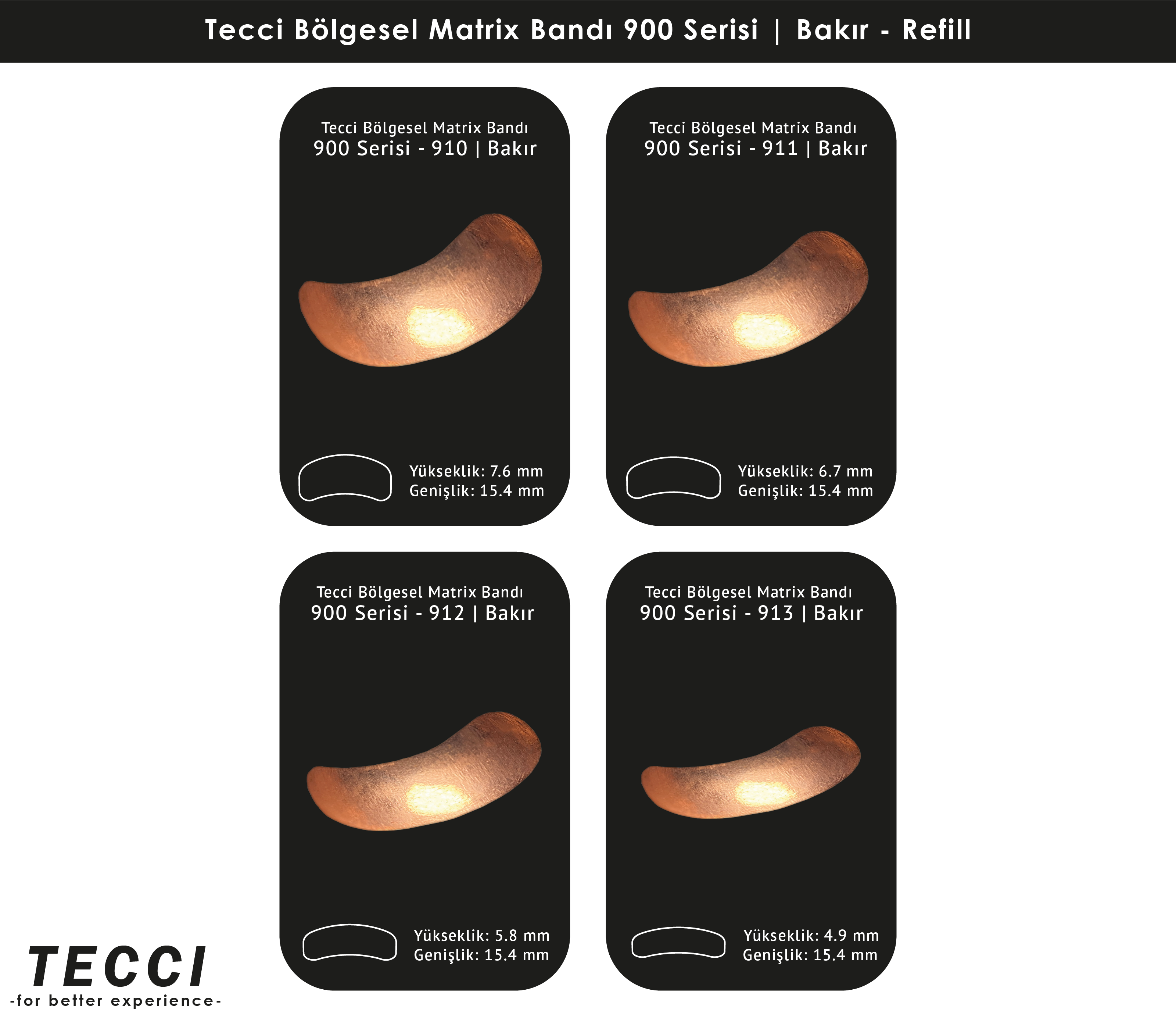 Tecci Bölgesel Matrix Bandı 900 Serisi Refill – Bakır