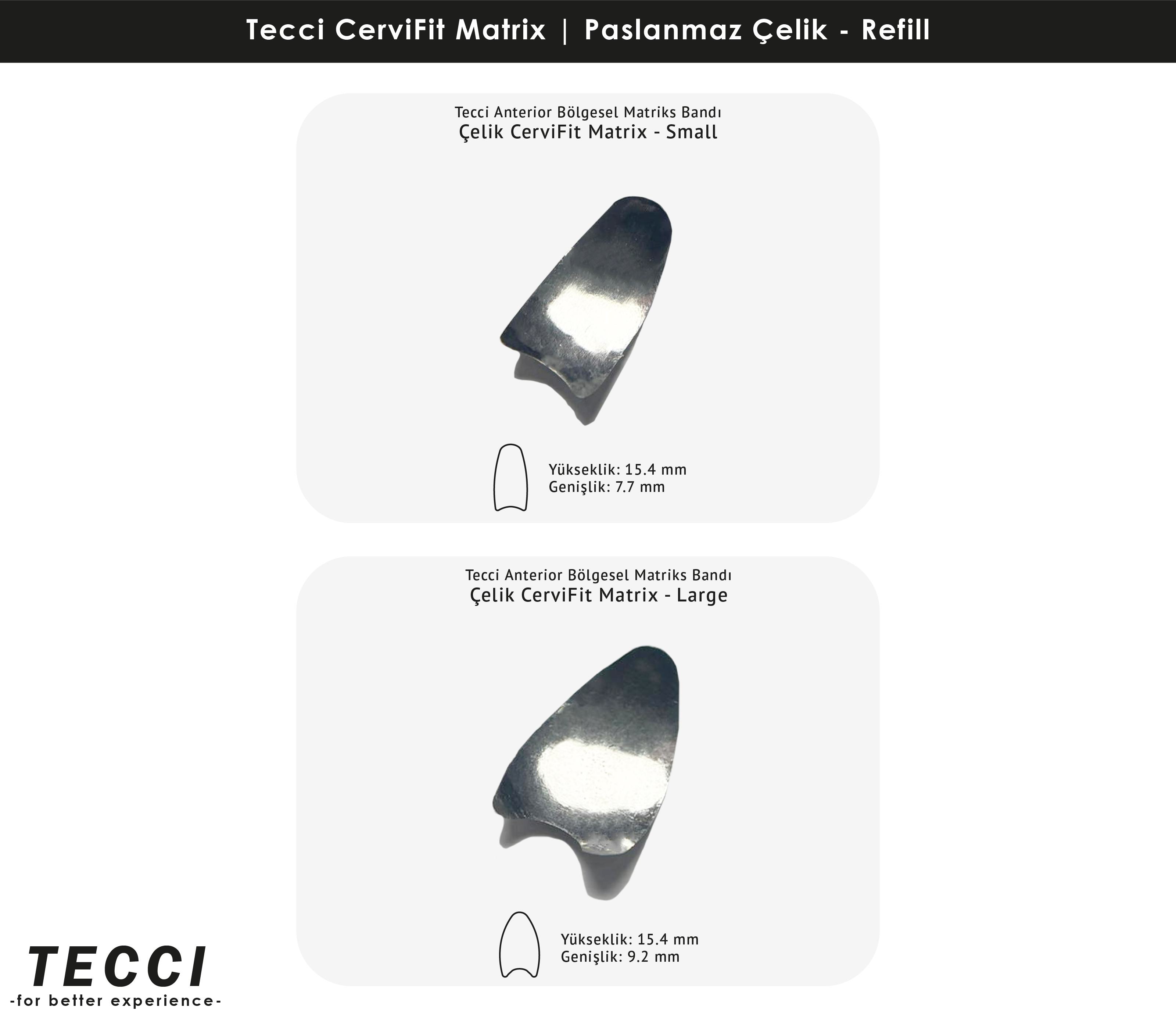 Tecci CerviFit Matrix Refill – Paslanmaz Çelik