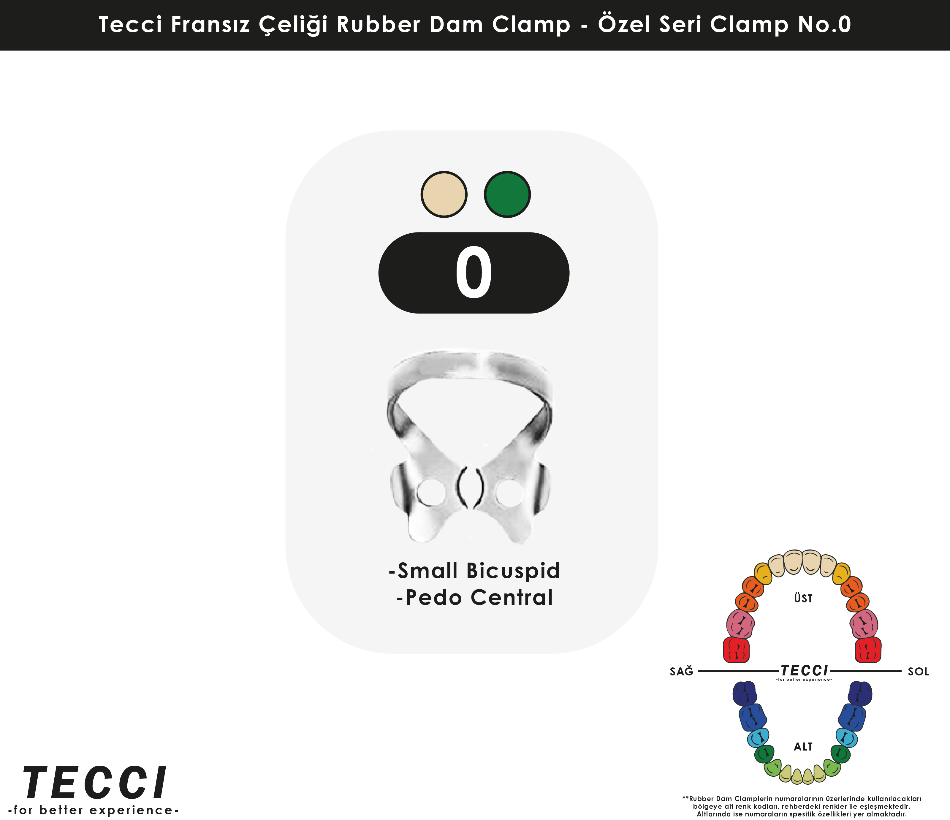 Tecci Fransız Çeliği Rubber Dam Clamp - No.0