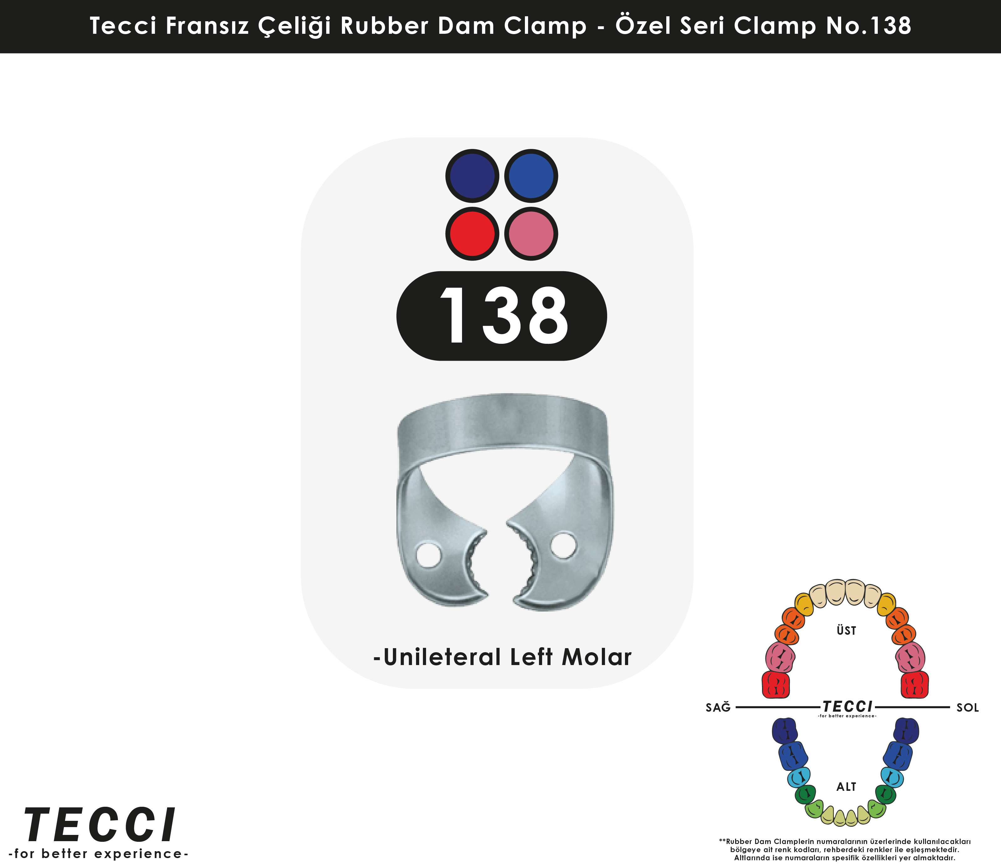 Tecci Fransız Çeliği Rubber Dam Clamp - No.138