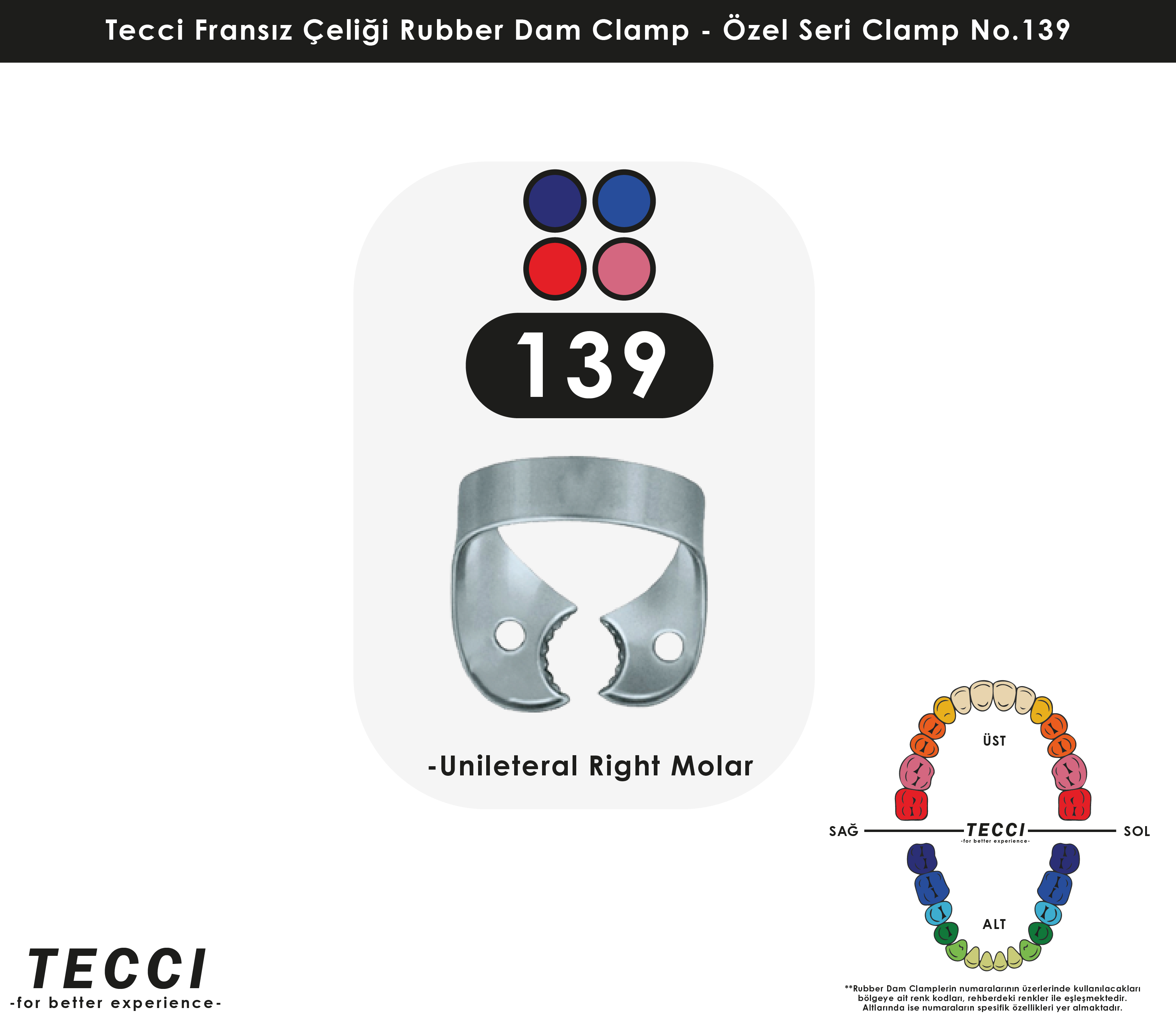 Tecci Fransız Çeliği Rubber Dam Clamp - No.139