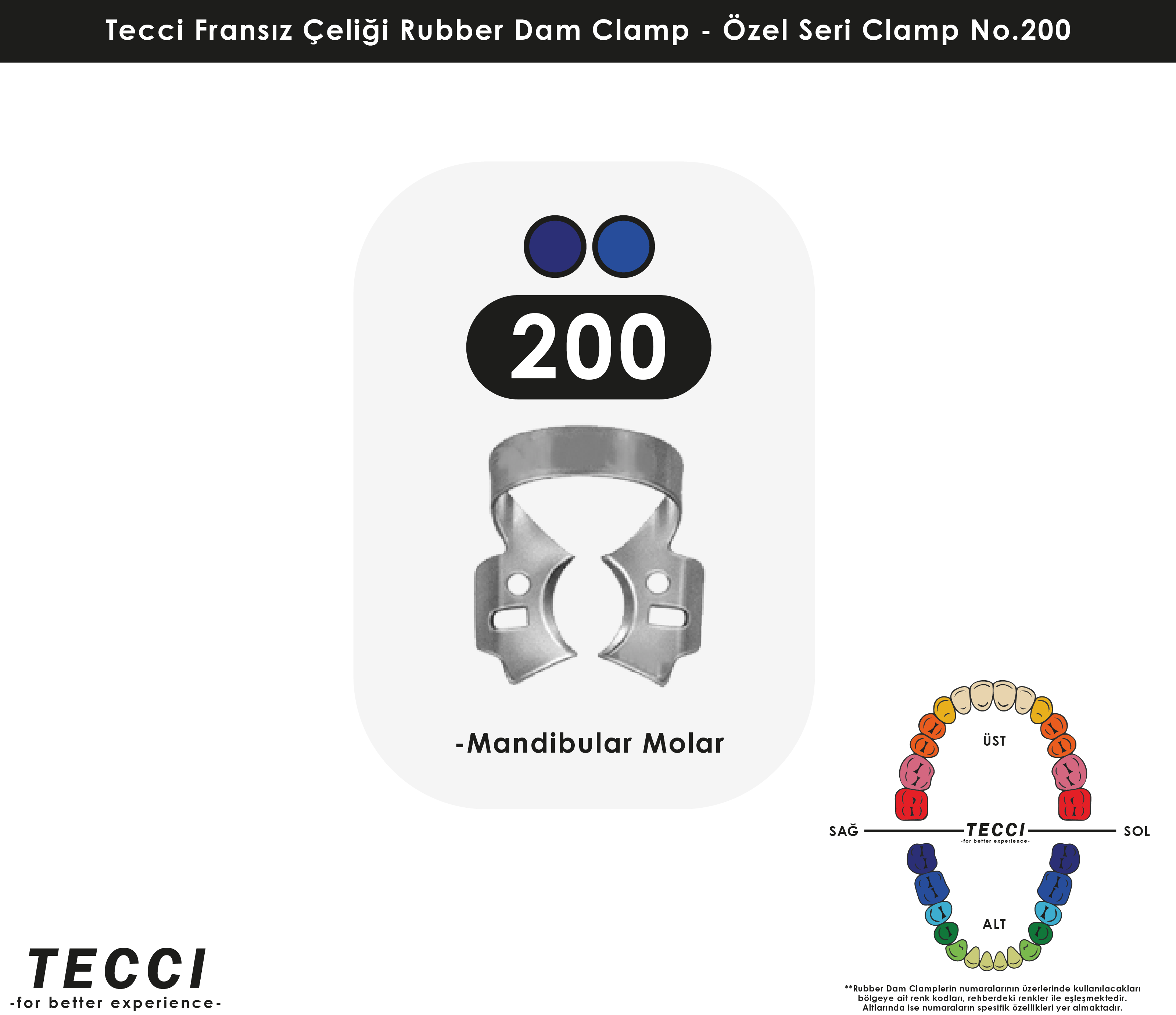 Tecci Fransız Çeliği Rubber Dam Clamp - No.200