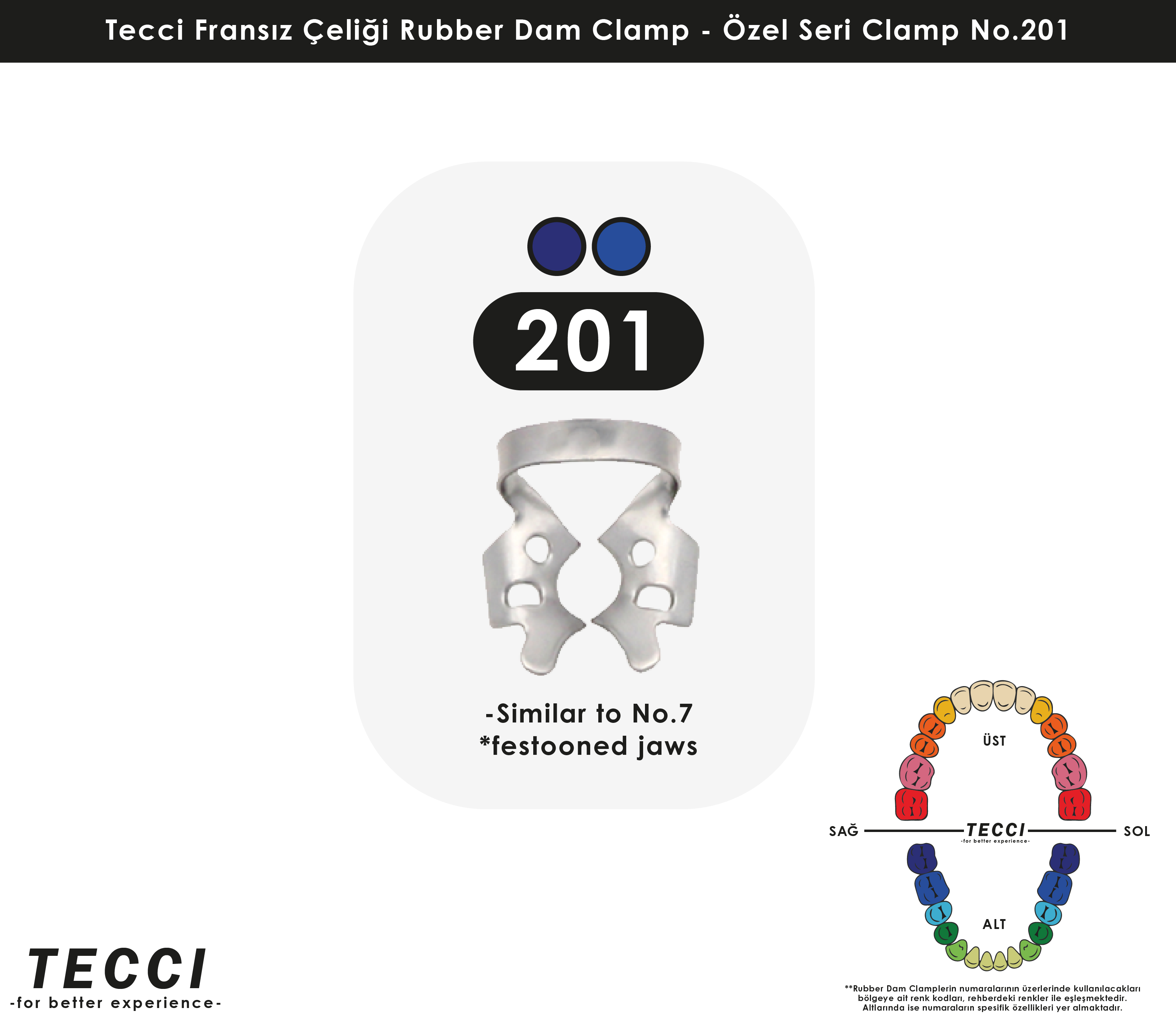 Tecci Fransız Çeliği Rubber Dam Clamp - No.201