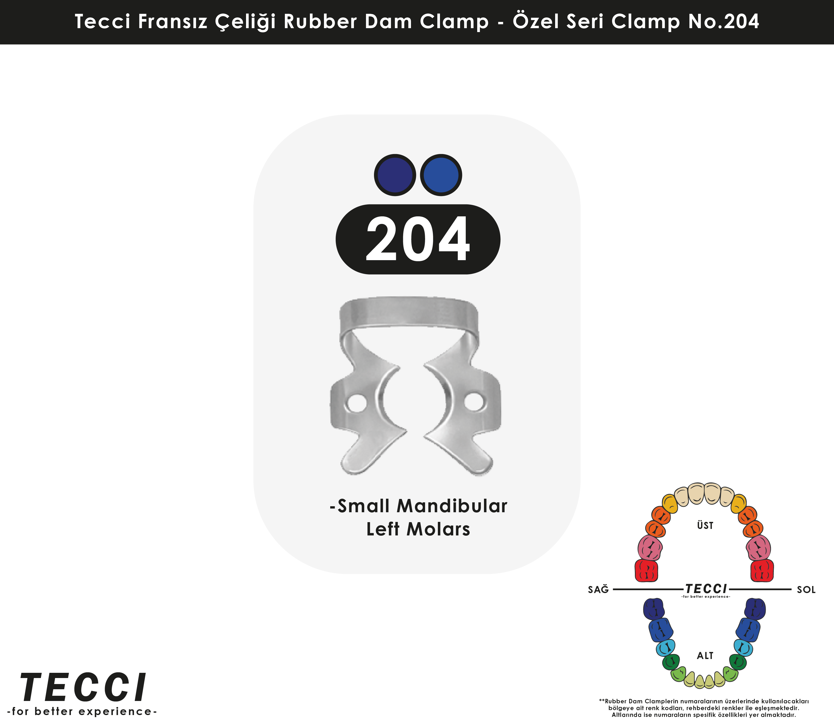 Tecci Fransız Çeliği Rubber Dam Clamp - No.204