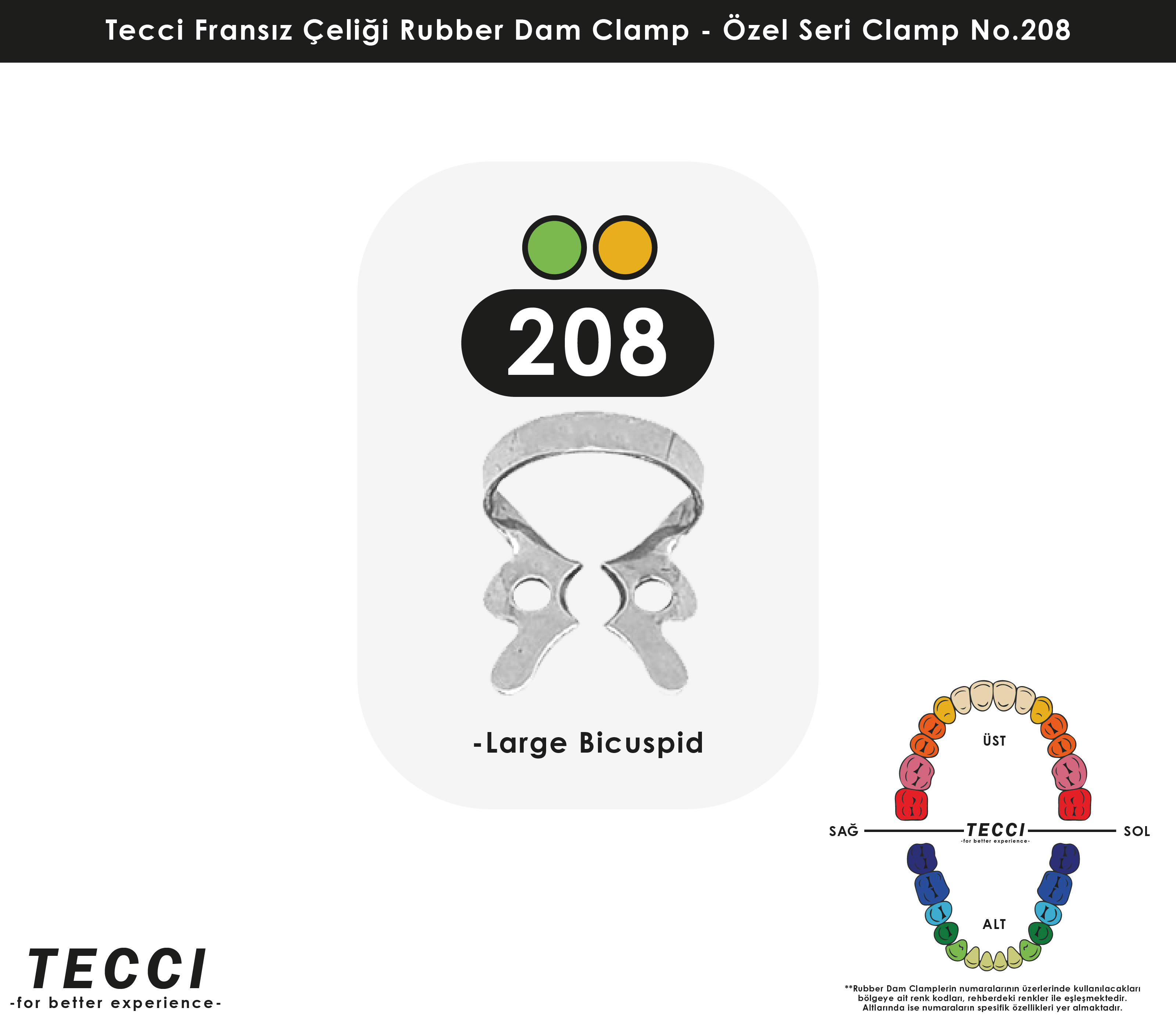 Tecci Fransız Çeliği Rubber Dam Clamp - No.208