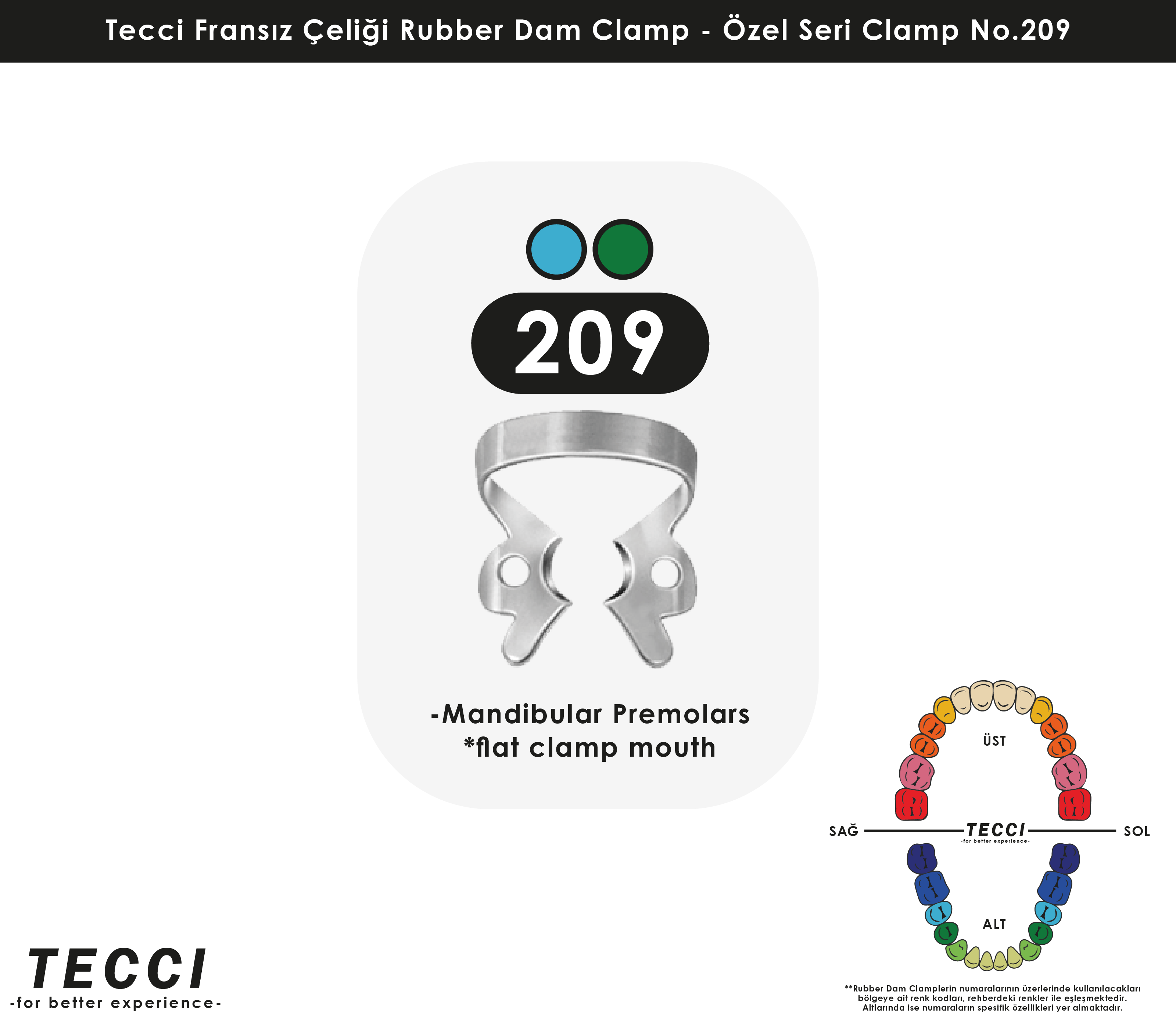 Tecci Fransız Çeliği Rubber Dam Clamp - No.209