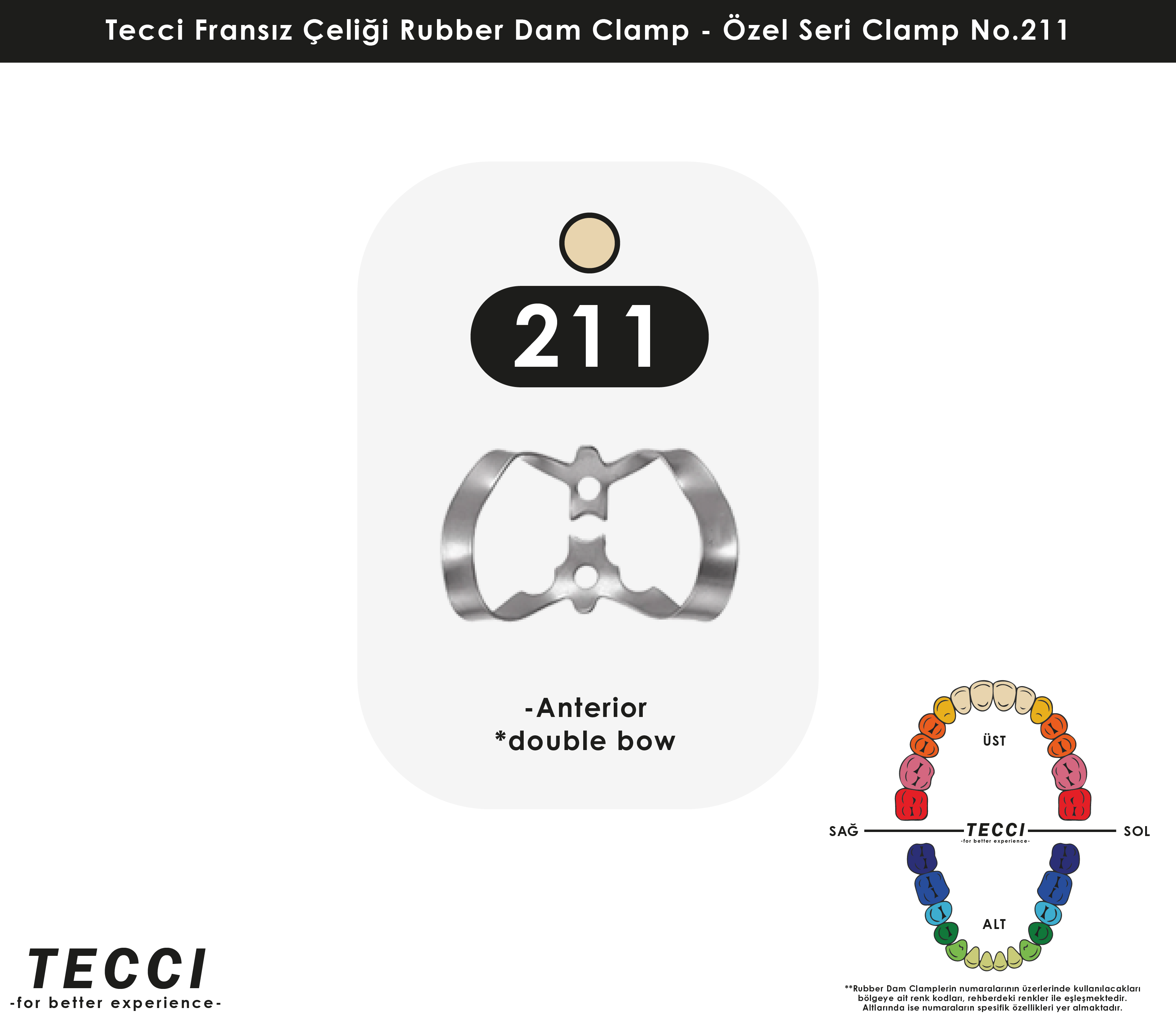 Tecci Fransız Çeliği Rubber Dam Clamp - No.211