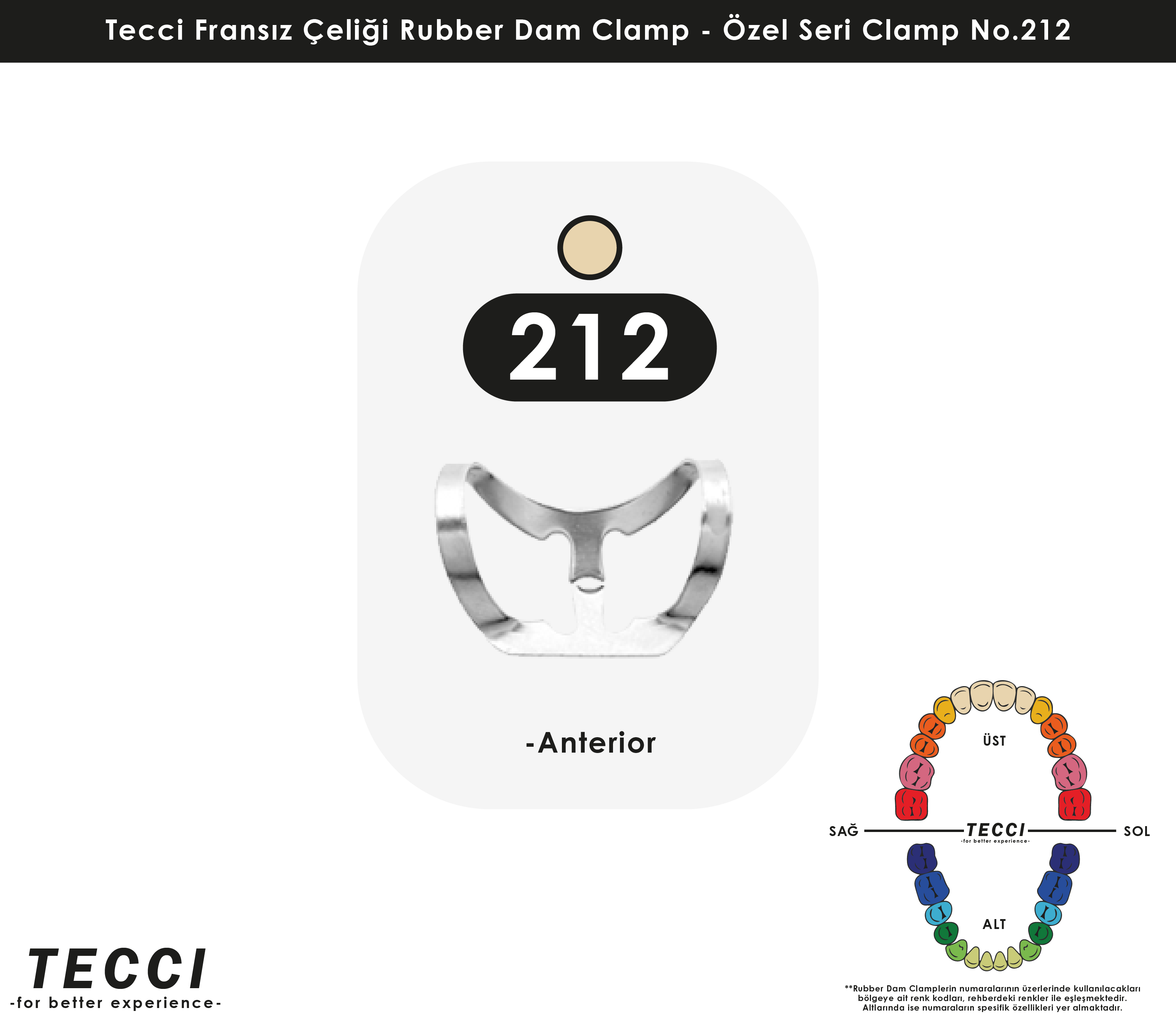 Tecci Fransız Çeliği Rubber Dam Clamp - No.212