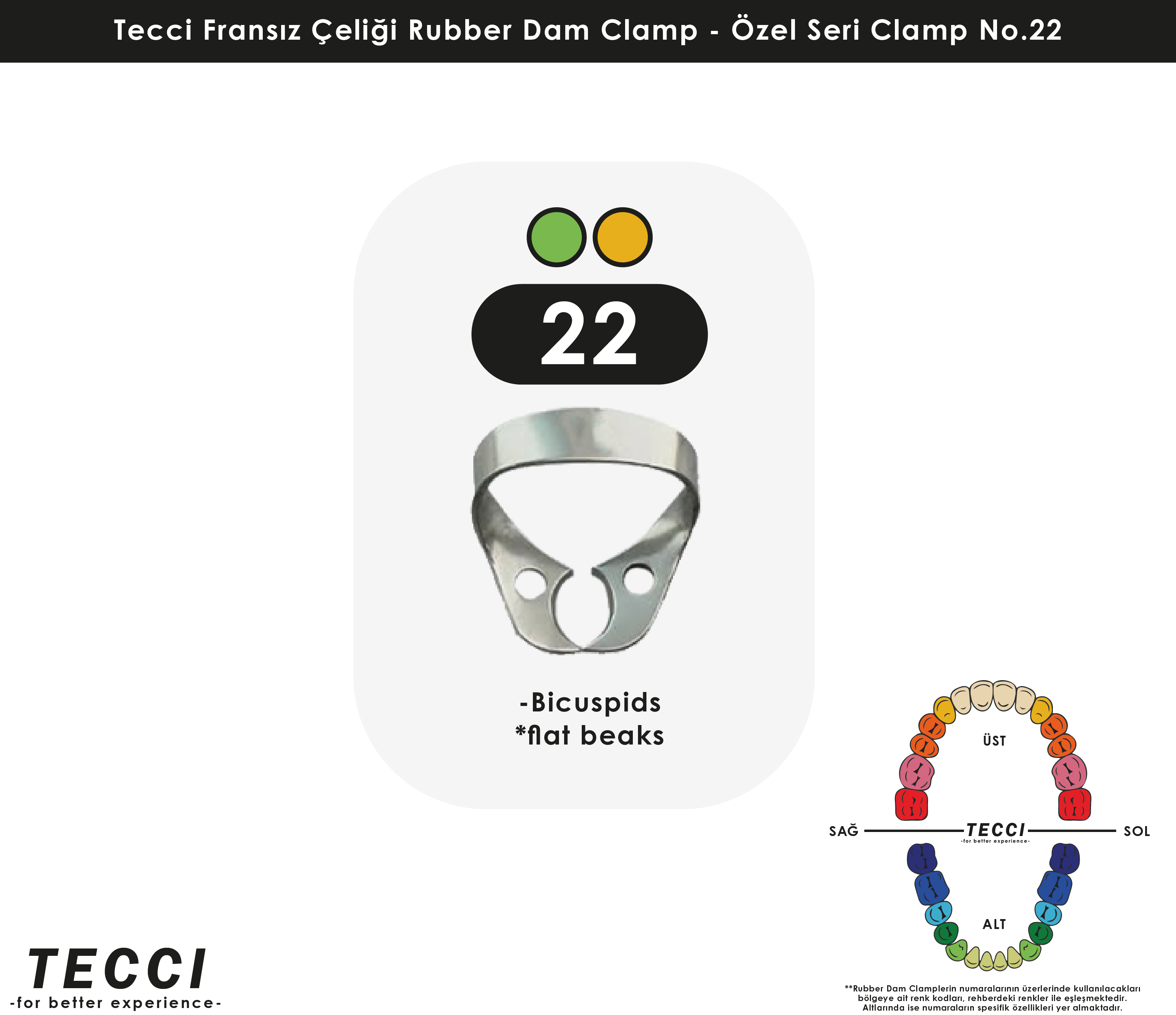 Tecci Fransız Çeliği Rubber Dam Clamp - No.22