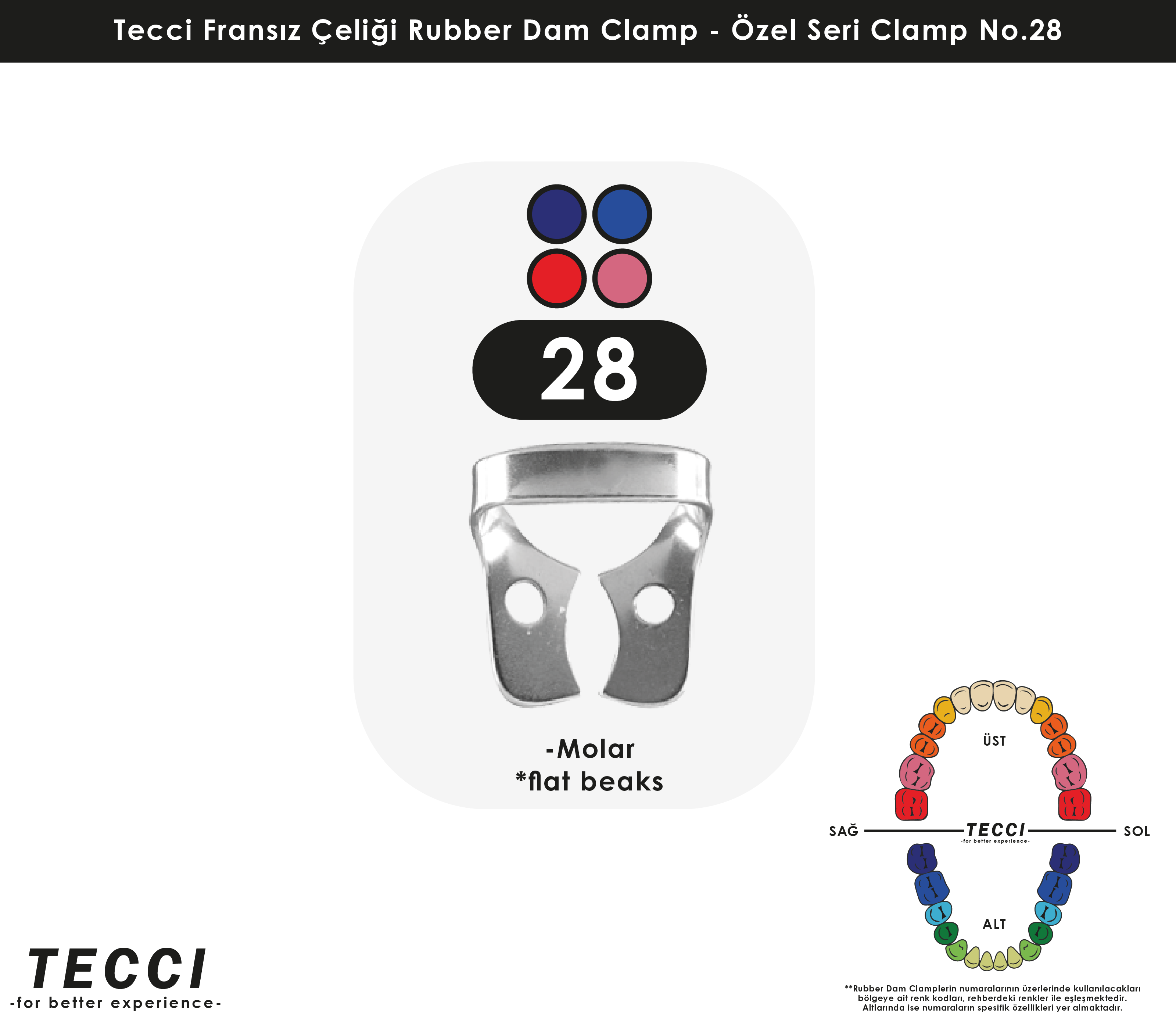 Tecci Fransız Çeliği Rubber Dam Clamp - No.28