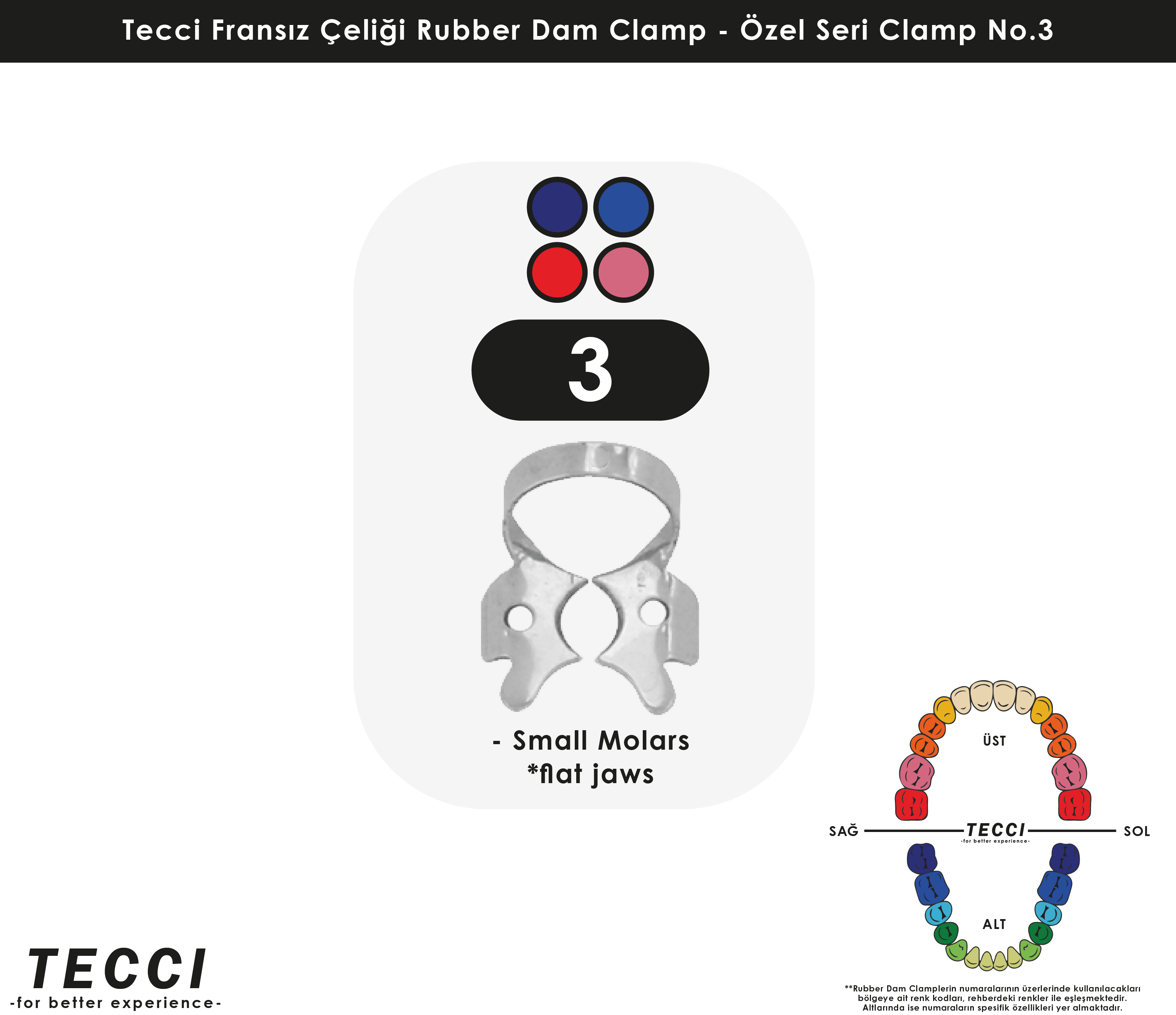 Tecci Fransız Çeliği Rubber Dam Clamp - No.3