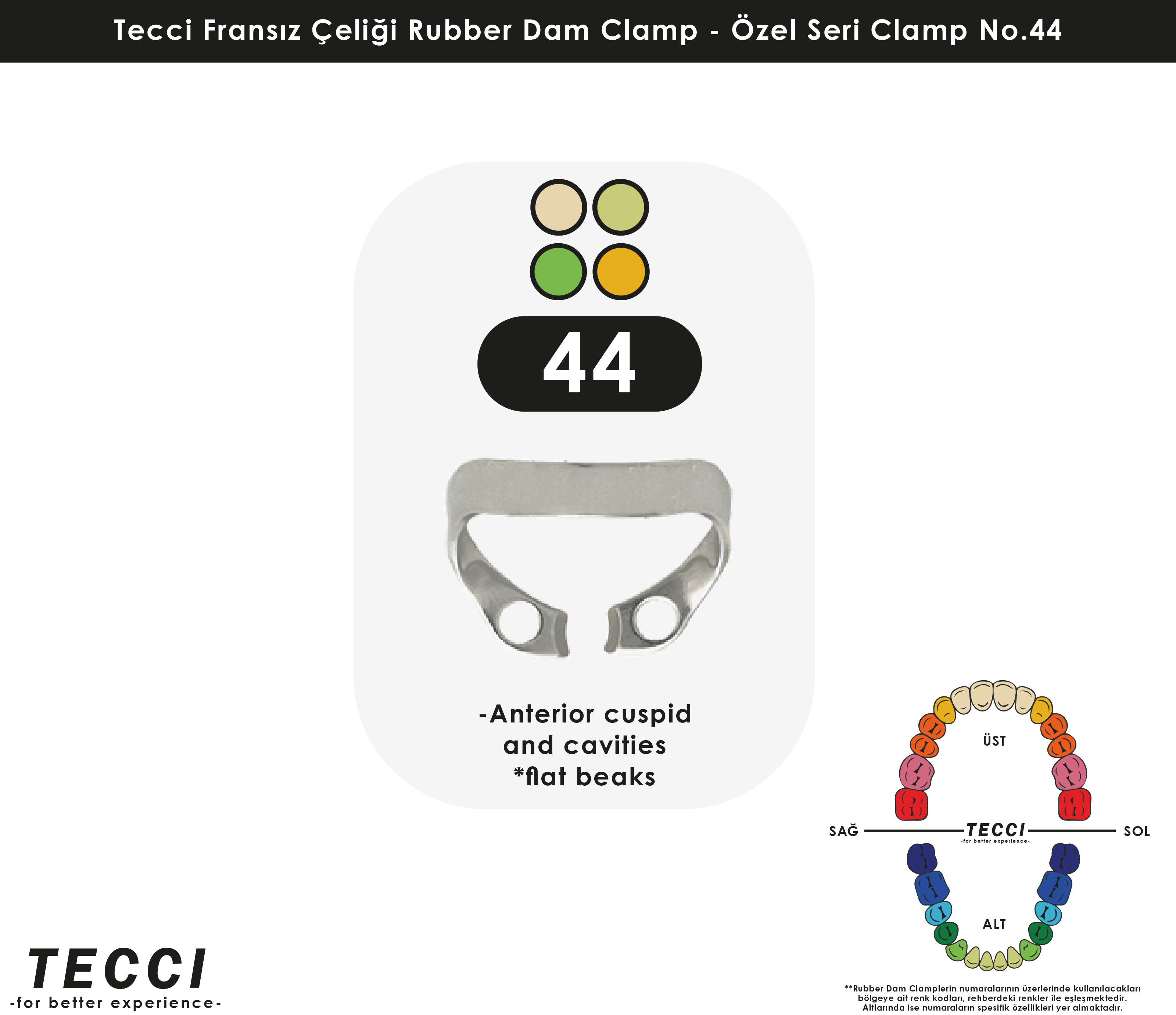 Tecci Fransız Çeliği Rubber Dam Clamp - No.44