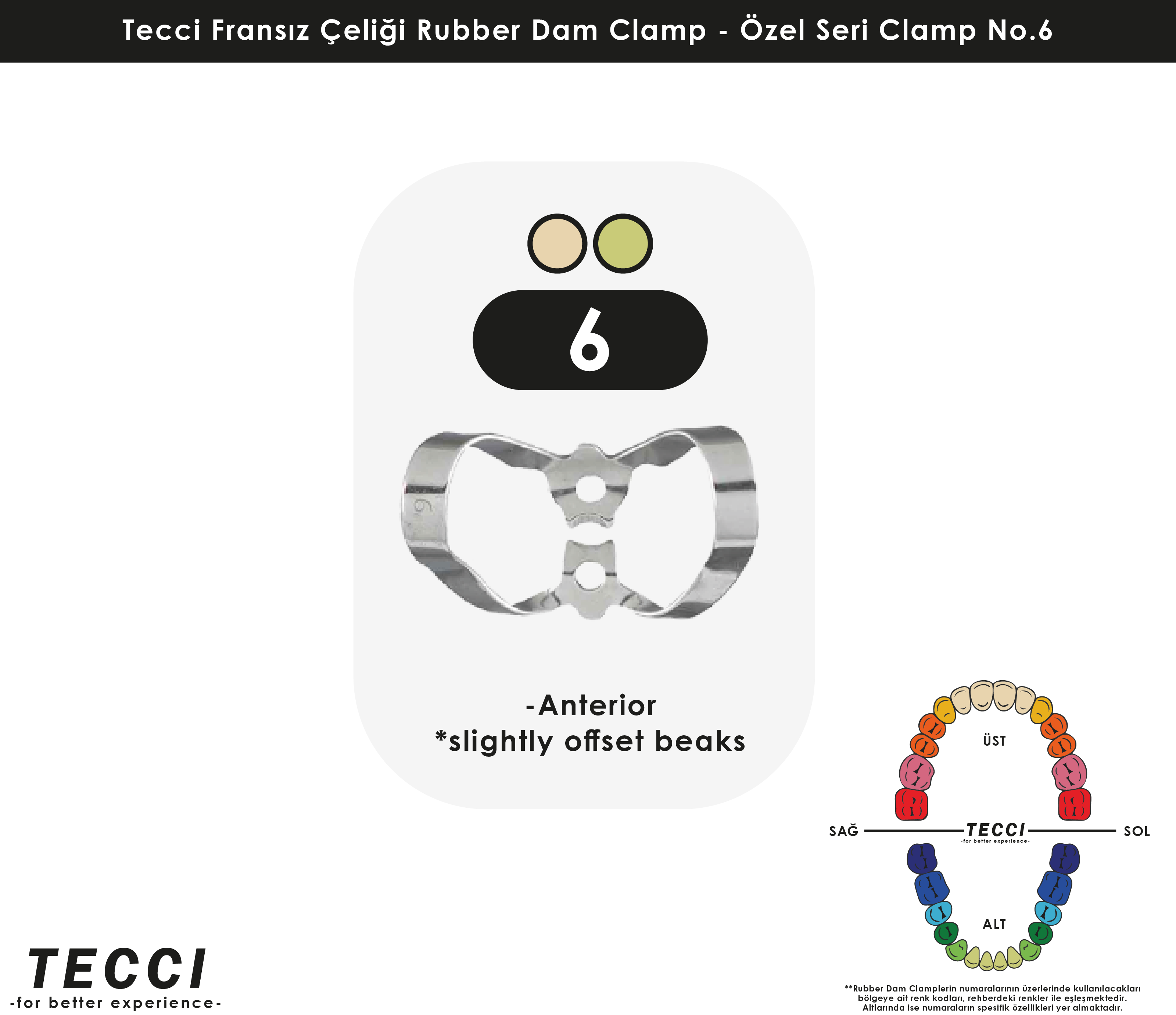 Tecci Fransız Çeliği Rubber Dam Clamp - No.6