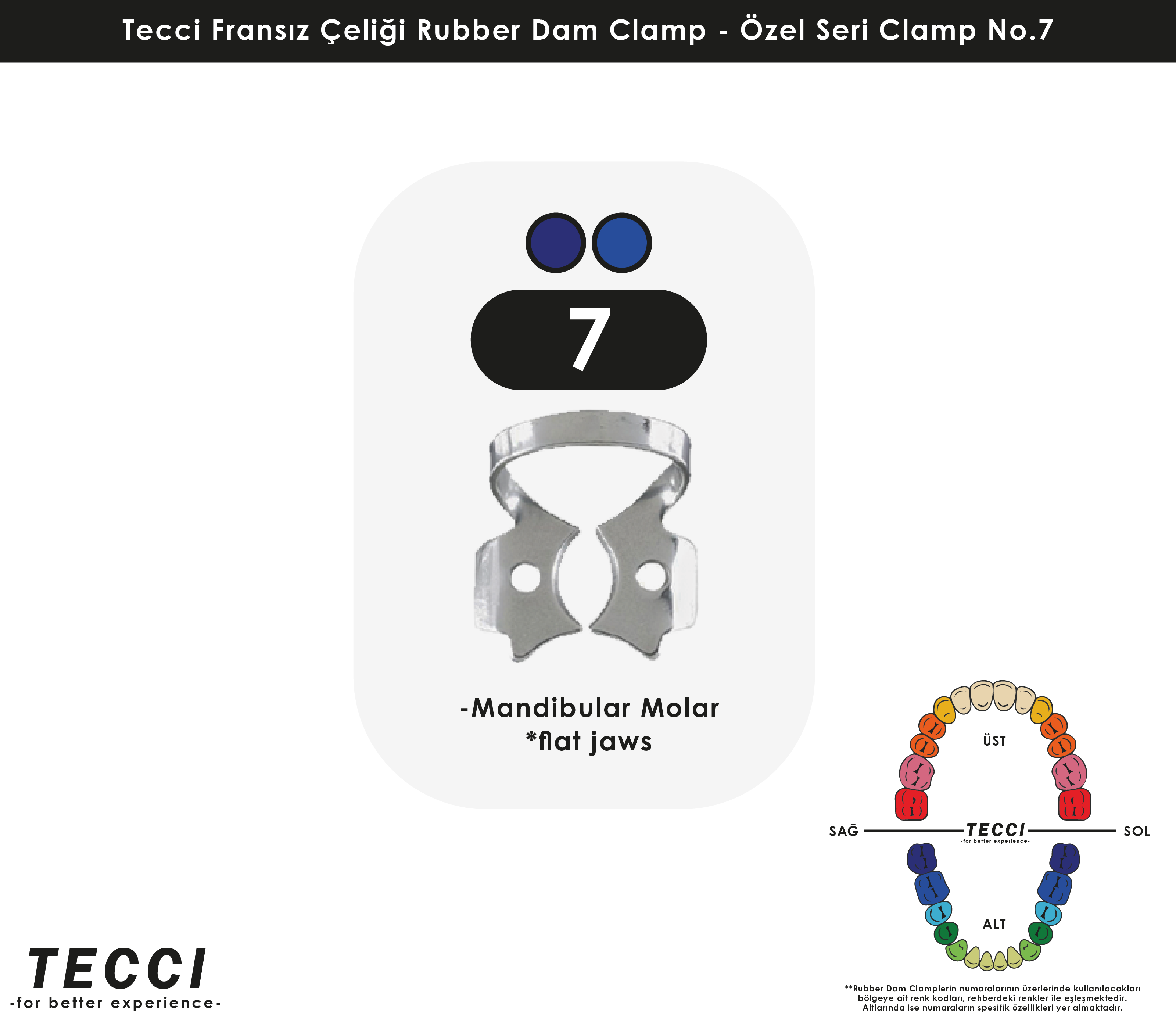 Tecci Fransız Çeliği Rubber Dam Clamp - No.7