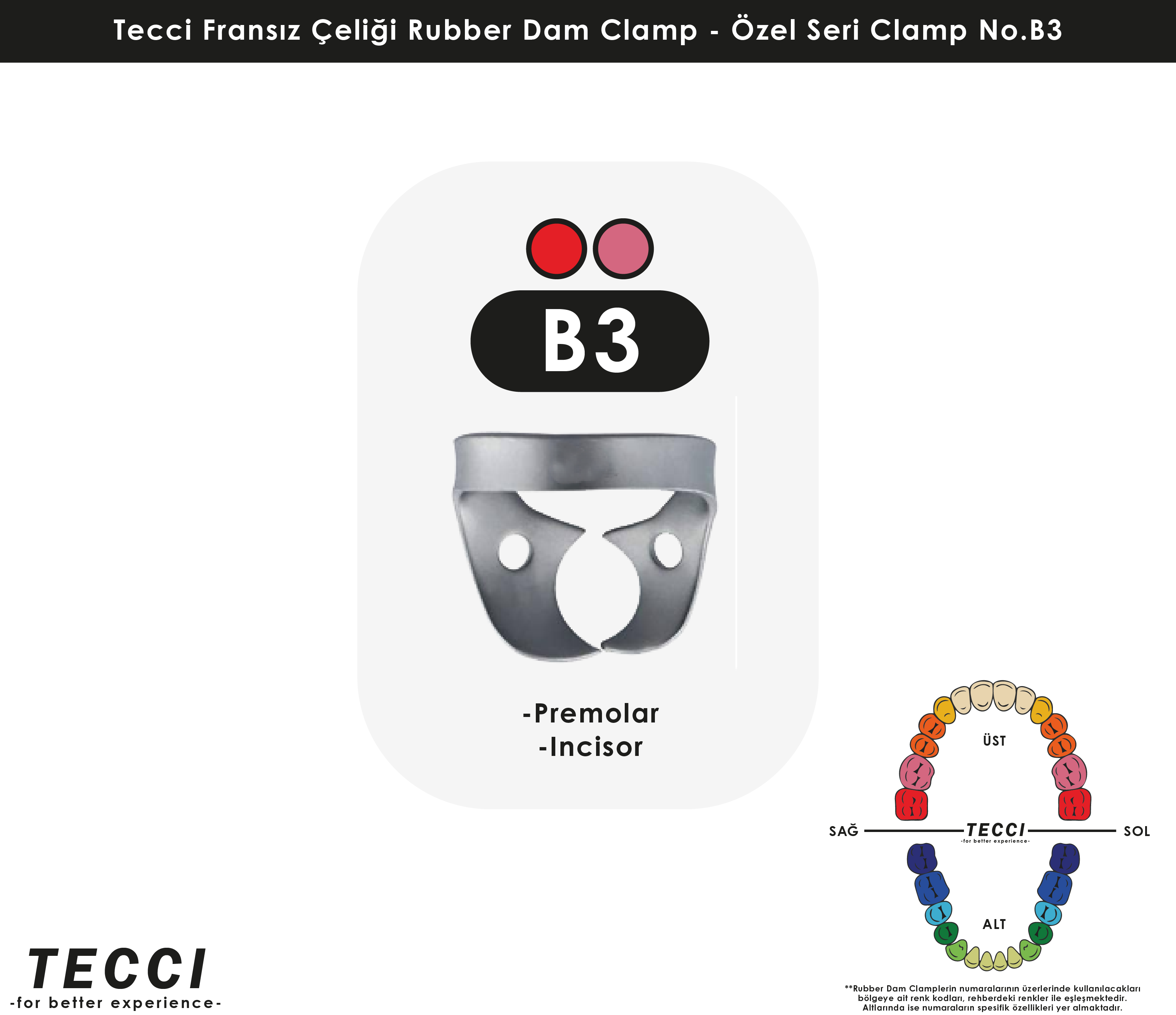 Tecci Fransız Çeliği Rubber Dam Clamp - No.B3
