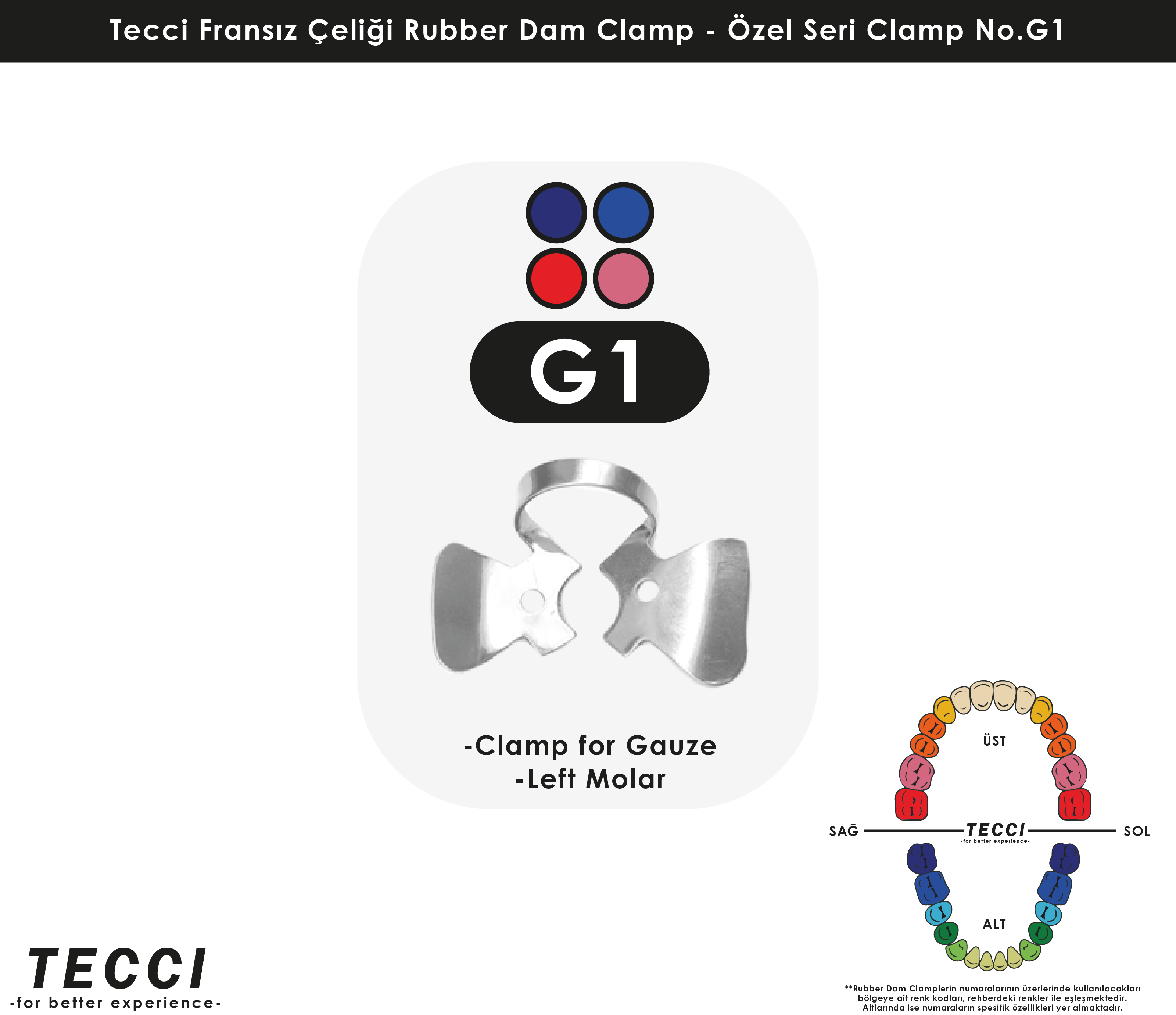 Tecci Fransız Çeliği Rubber Dam Clamp - No.G1