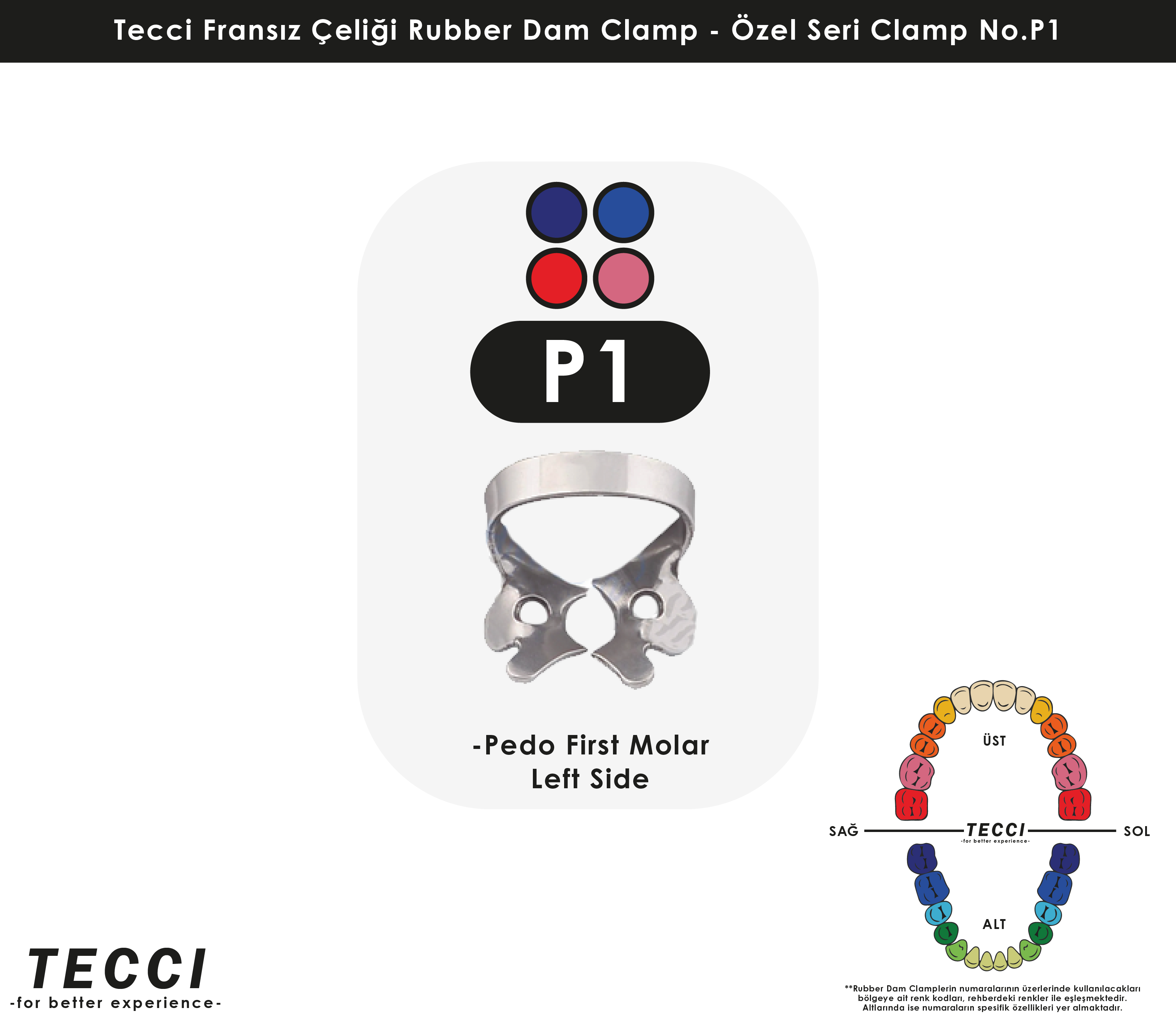 Tecci Fransız Çeliği Rubber Dam Clamp - No.P1