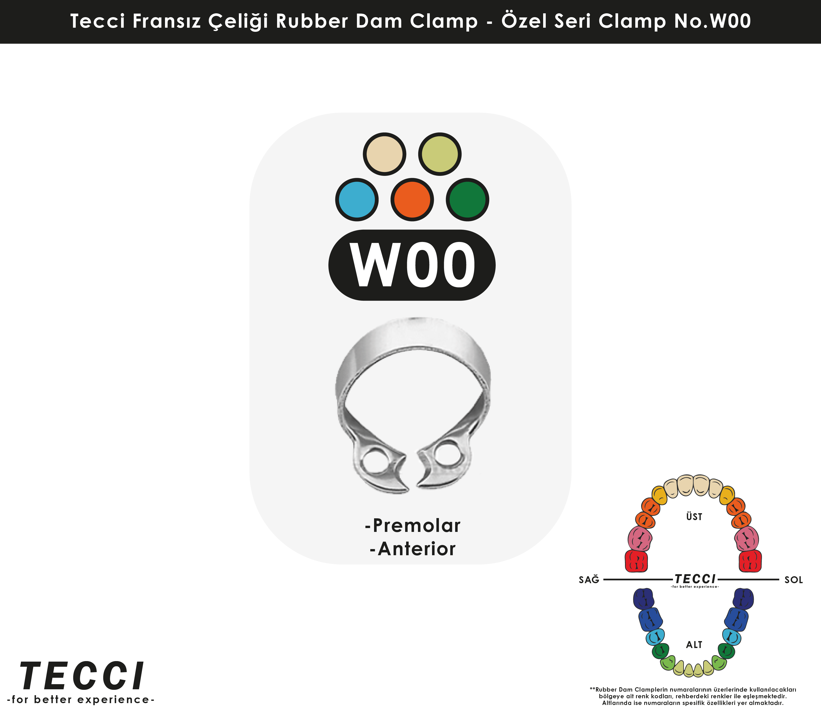 Tecci Fransız Çeliği Rubber Dam Clamp - No.W00