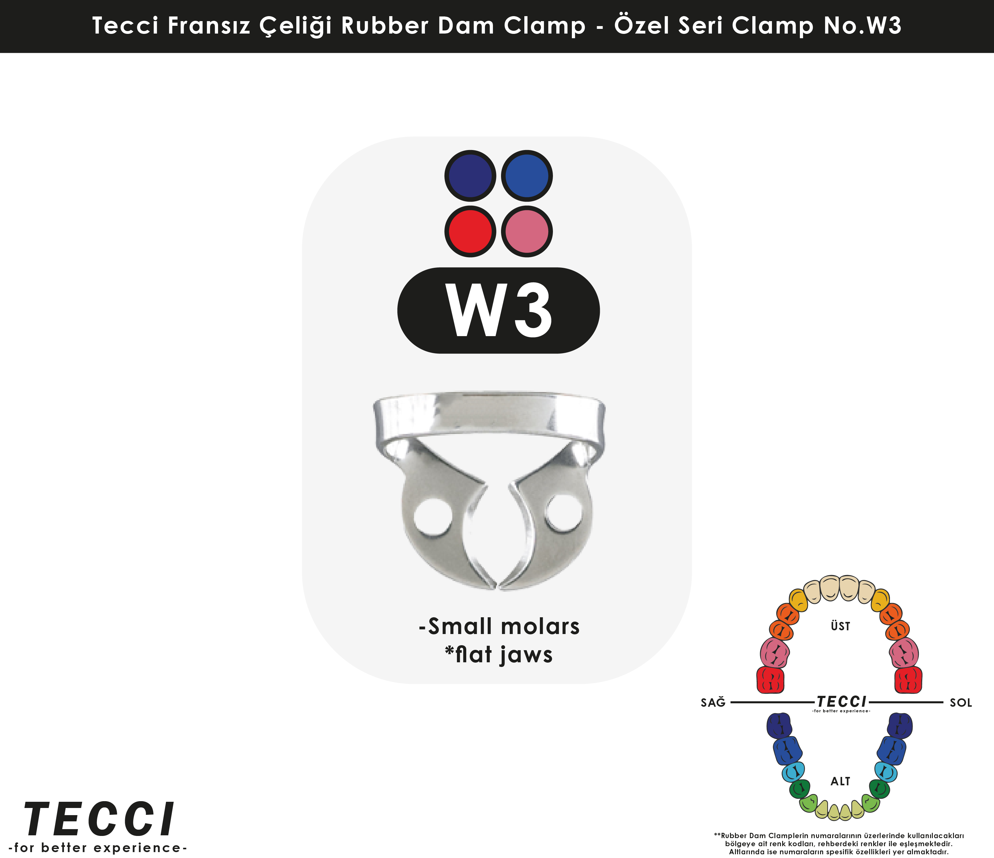 Tecci Fransız Çeliği Rubber Dam Clamp - No.W3