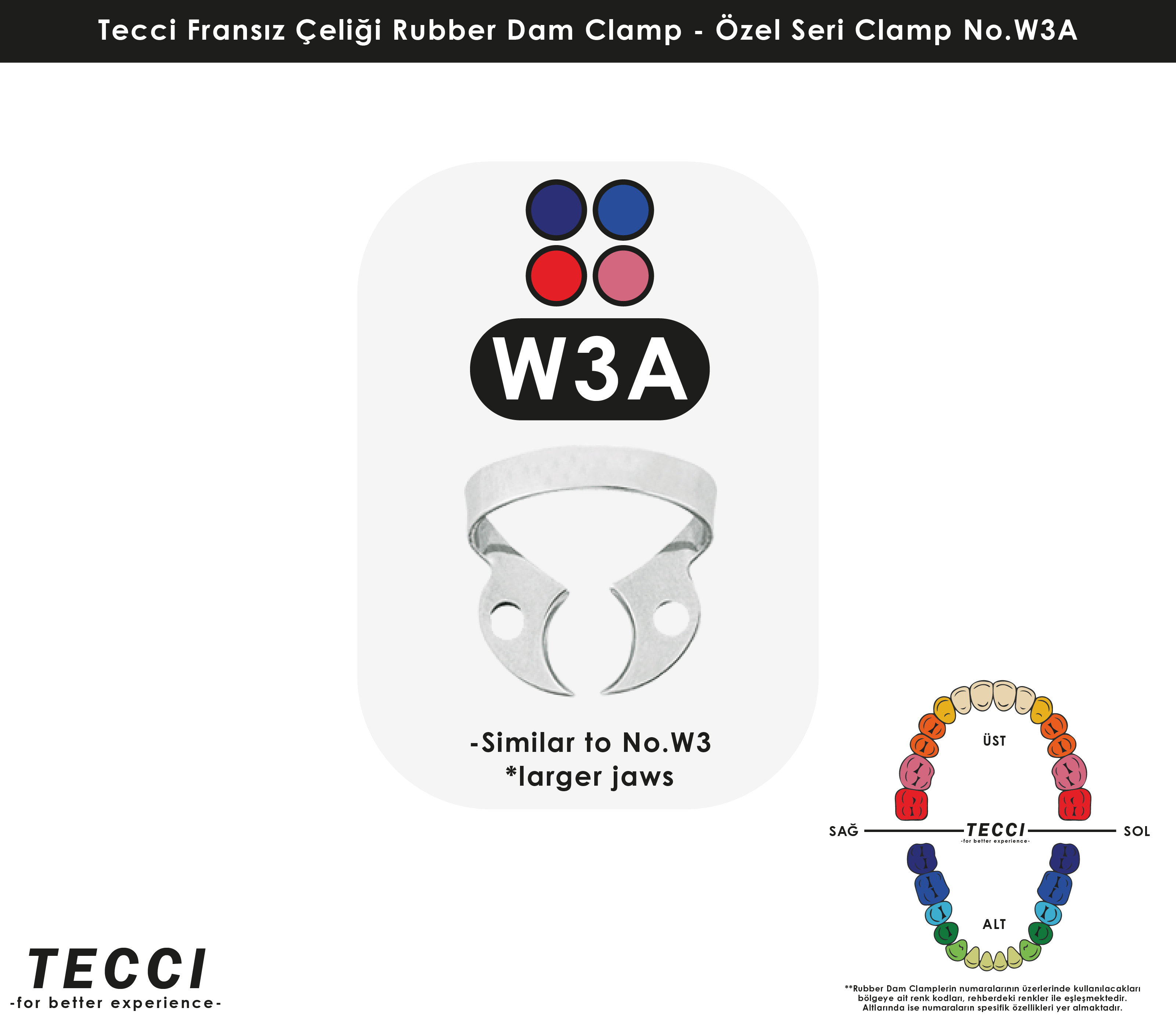 Tecci Fransız Çeliği Rubber Dam Clamp - No.W3A