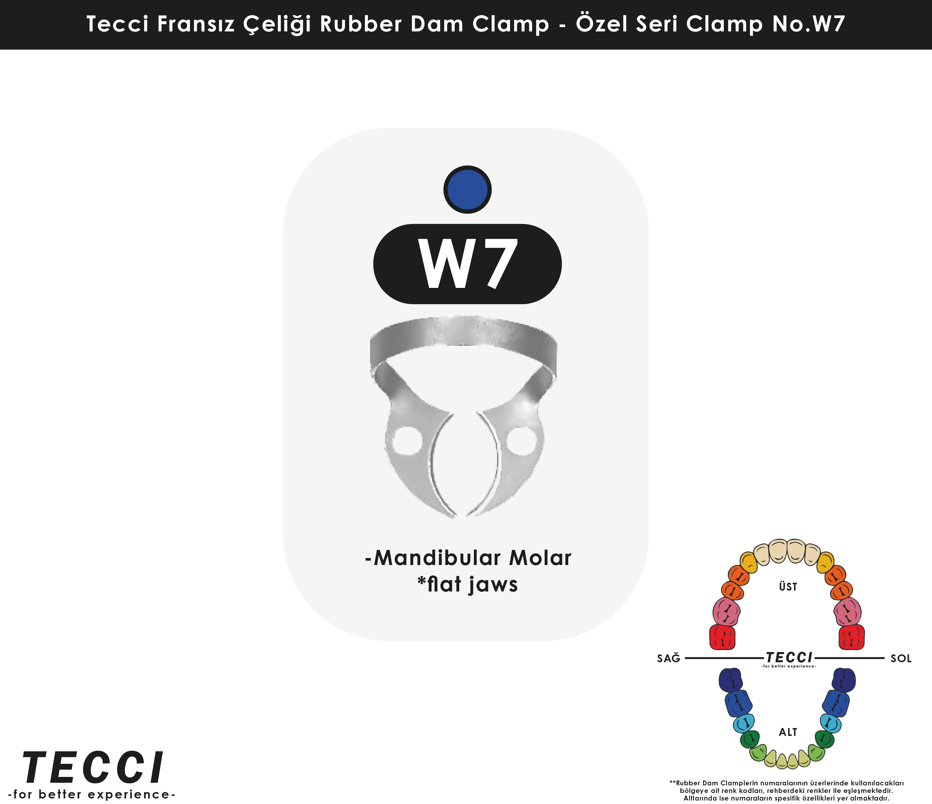 Tecci Fransız Çeliği Rubber Dam Clamp - No.W7