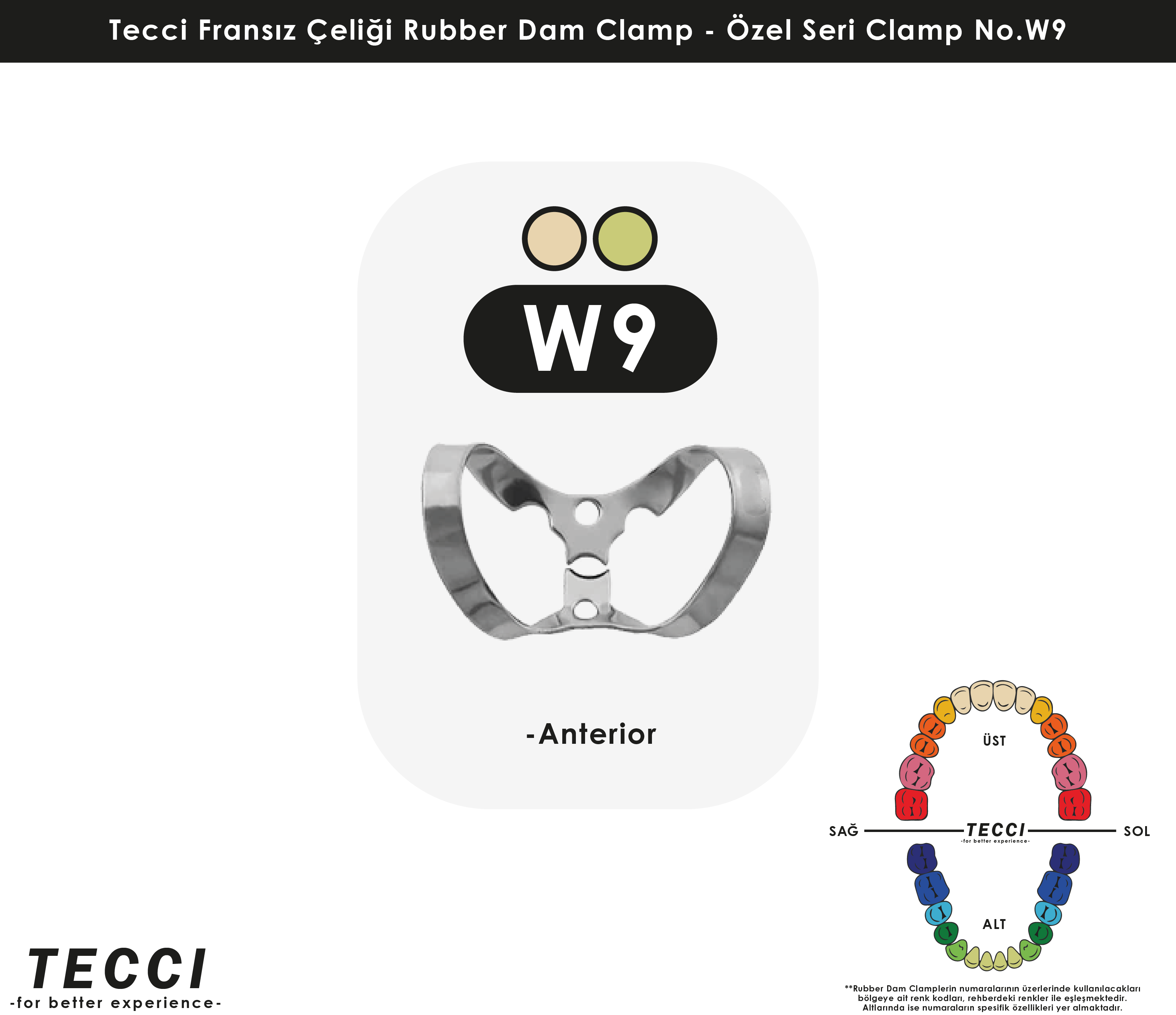 Tecci Fransız Çeliği Rubber Dam Clamp - No.W9