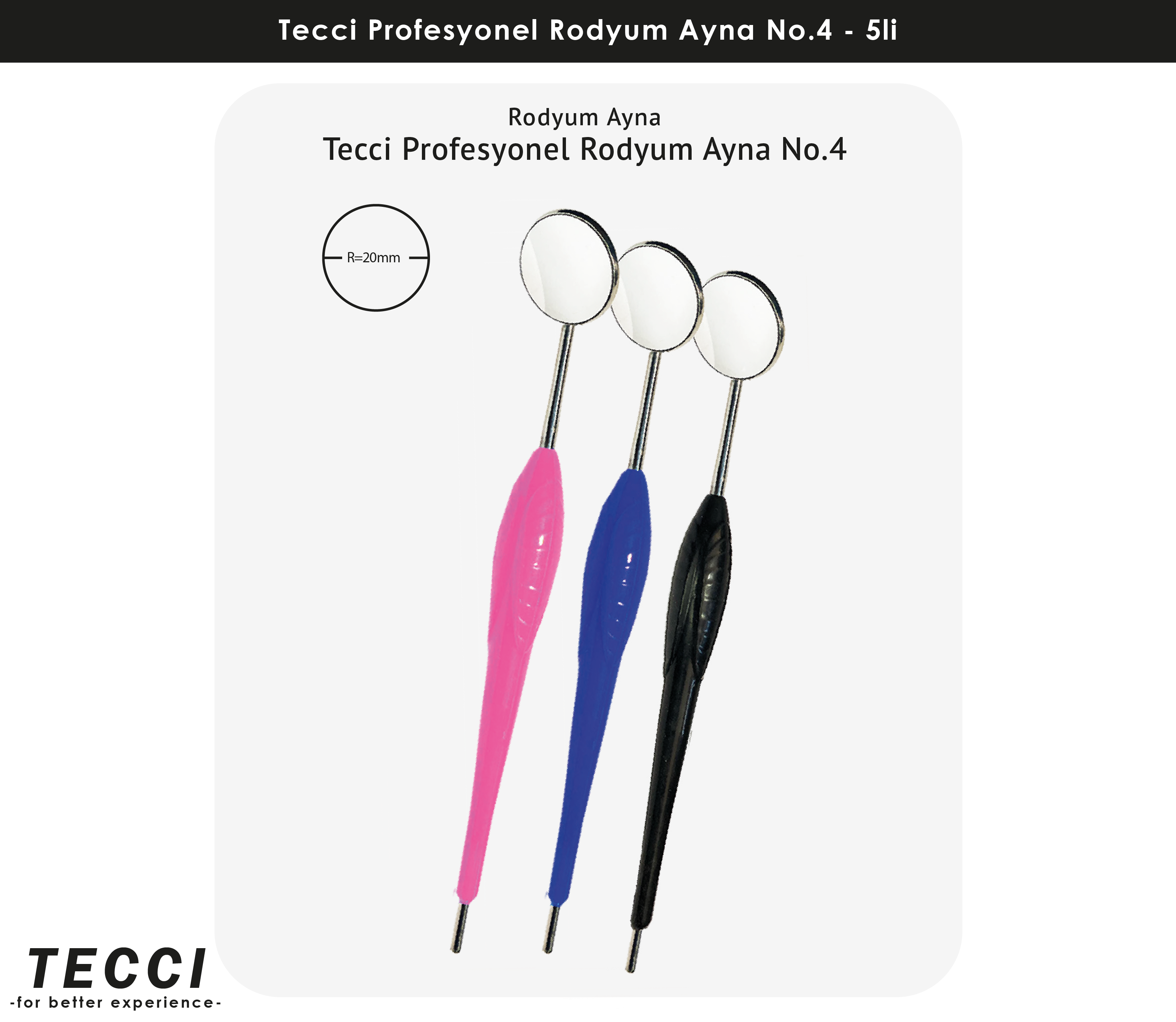 Tecci Profesyonel Rodyum Ayna No.4 5li
