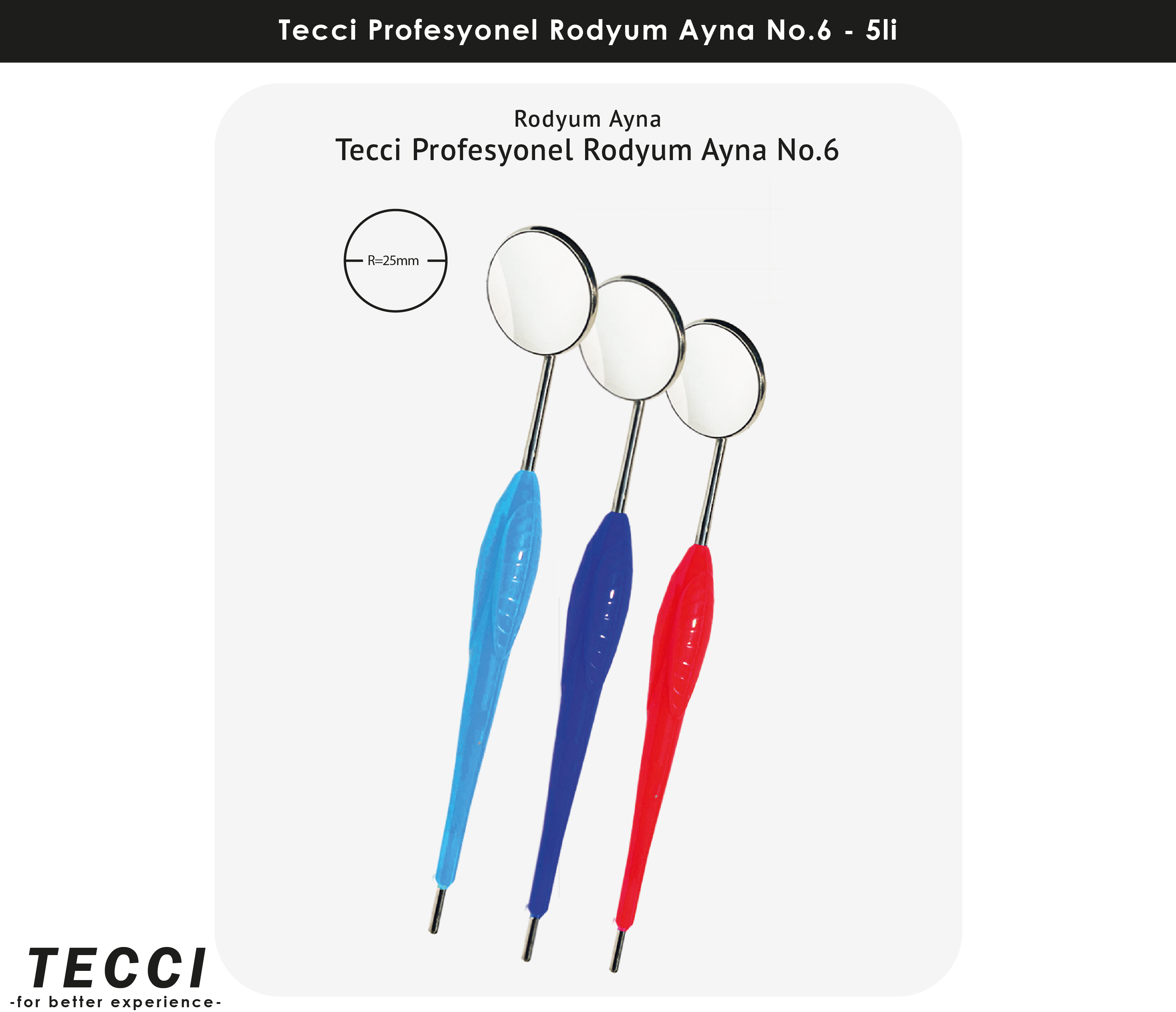 Tecci Profesyonel Rodyum Ayna No.6 5li