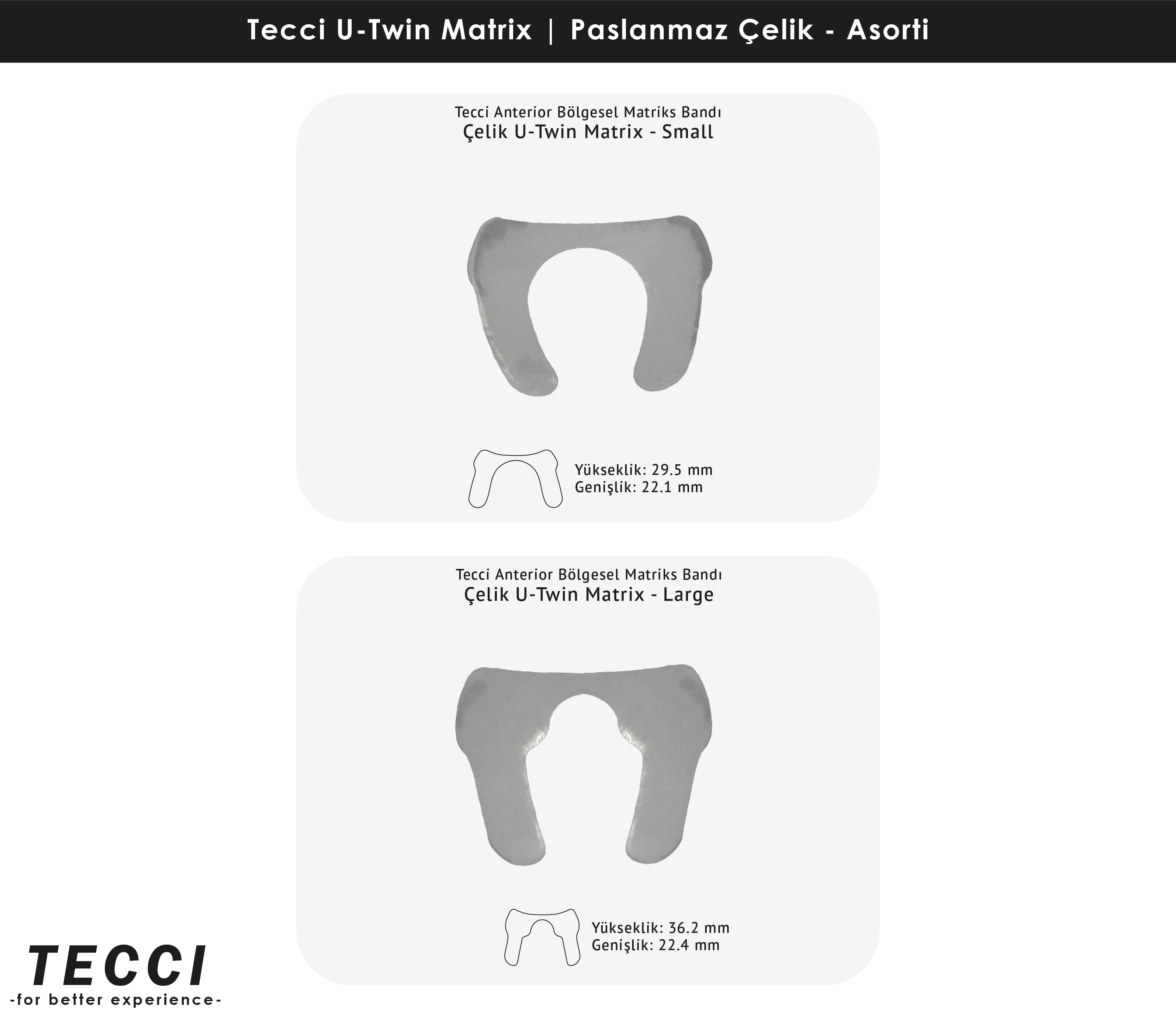 Tecci U-Twin Matrix Asorti – Paslanmaz Çelik